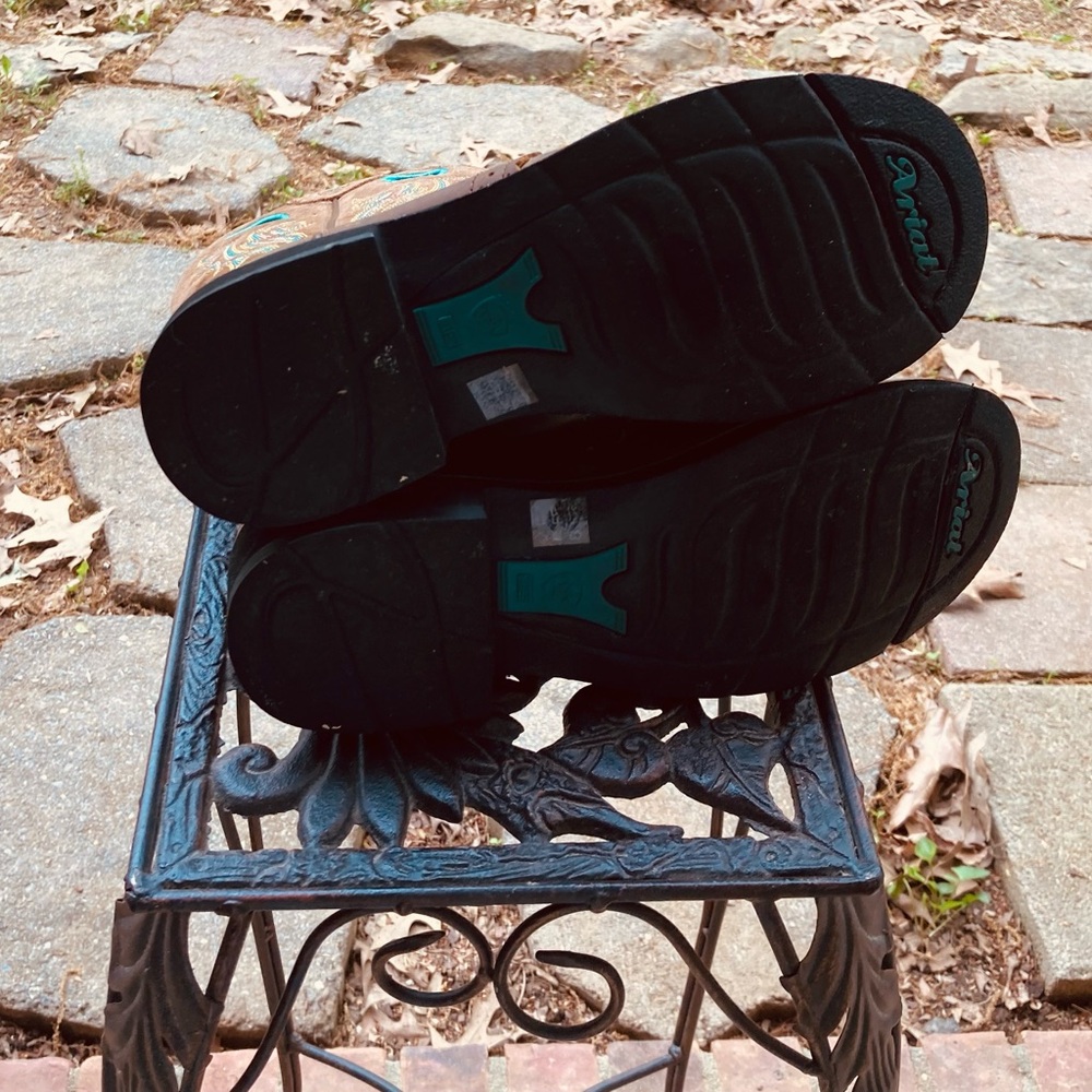 SOLD - different platform Brown and Teal Western Cowboy Boots Fat Baby “Shelia” - Picture 9 of 13